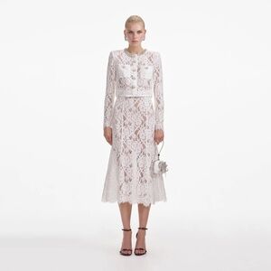 SELF-PORTRAIT WHITE LACE EMBELLISHED MIDI DRESS, brand new, never worn, no flaws